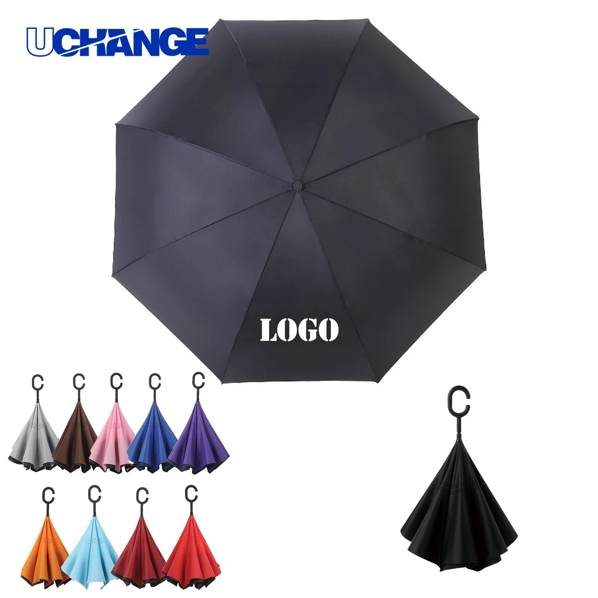 Reversible Inverted Umbrella With C Handle 1