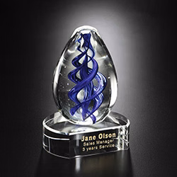 Blue Swirl on Clear Base