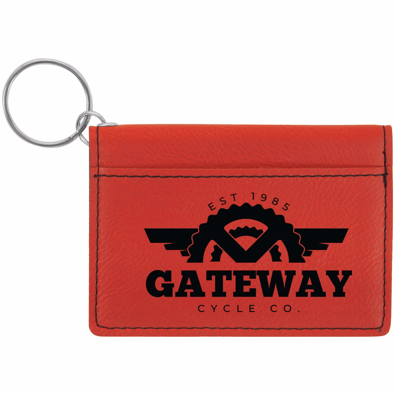 Red Leatherette Keychain ID Holder