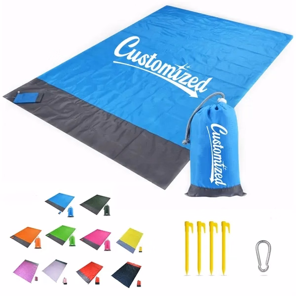 Custom Waterproof Picnic Blanket with Stakes & Carrying Pouch — Outdoor Adventure Gear