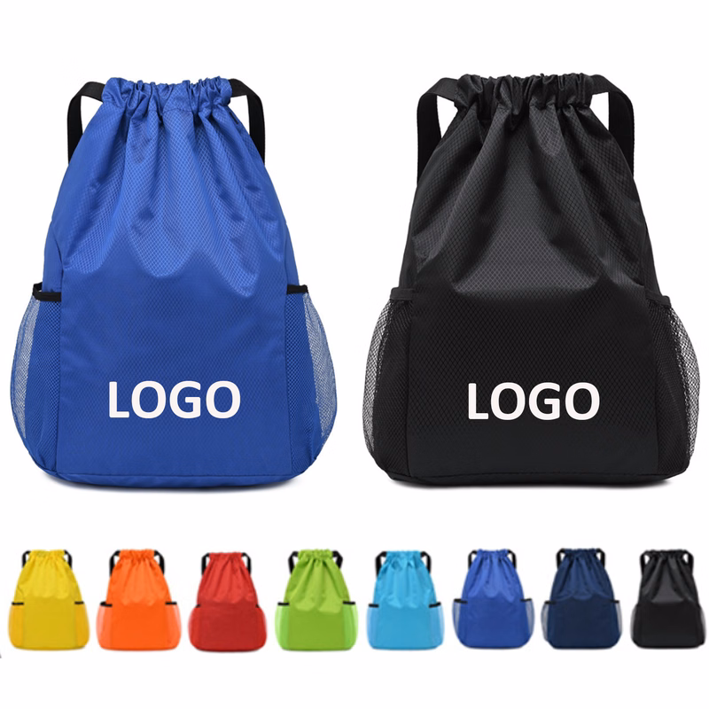 Drawstring Backpack Gym Bag With Pockets