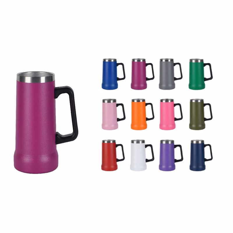 24 oz Stainless Steel Insulated Big Grip Beer Stein Mug