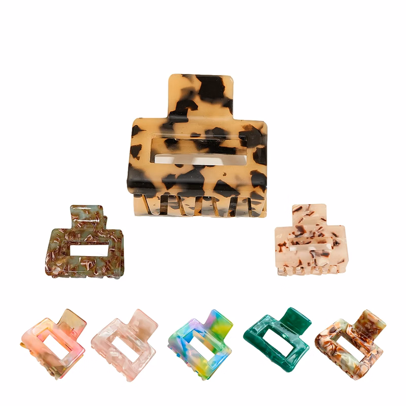 Plastic Small square acetate hair clip