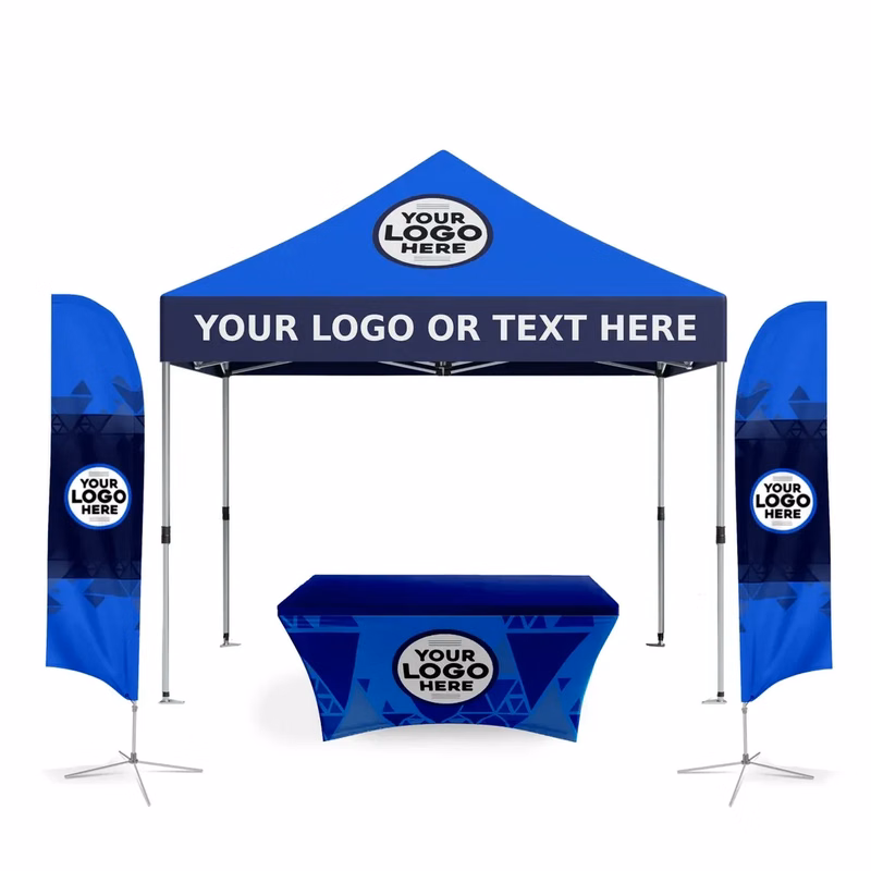 Custom Canopy Tent 10'x10'  w/ Feather Flag & 6ft TableCloth