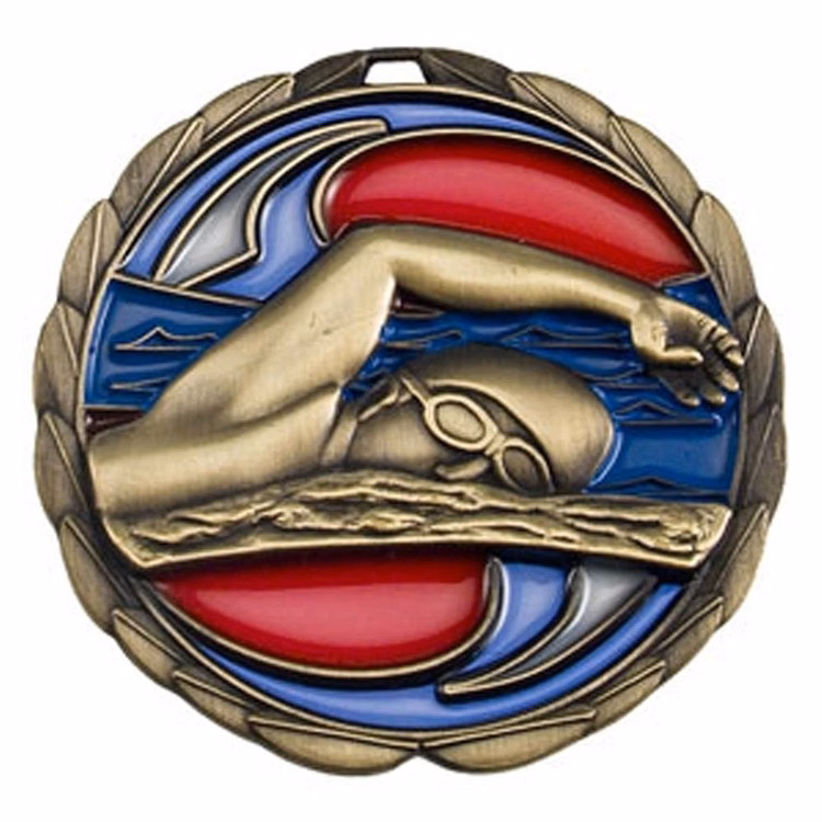 Swimming Color Epoxy Medallion (2-1/2")