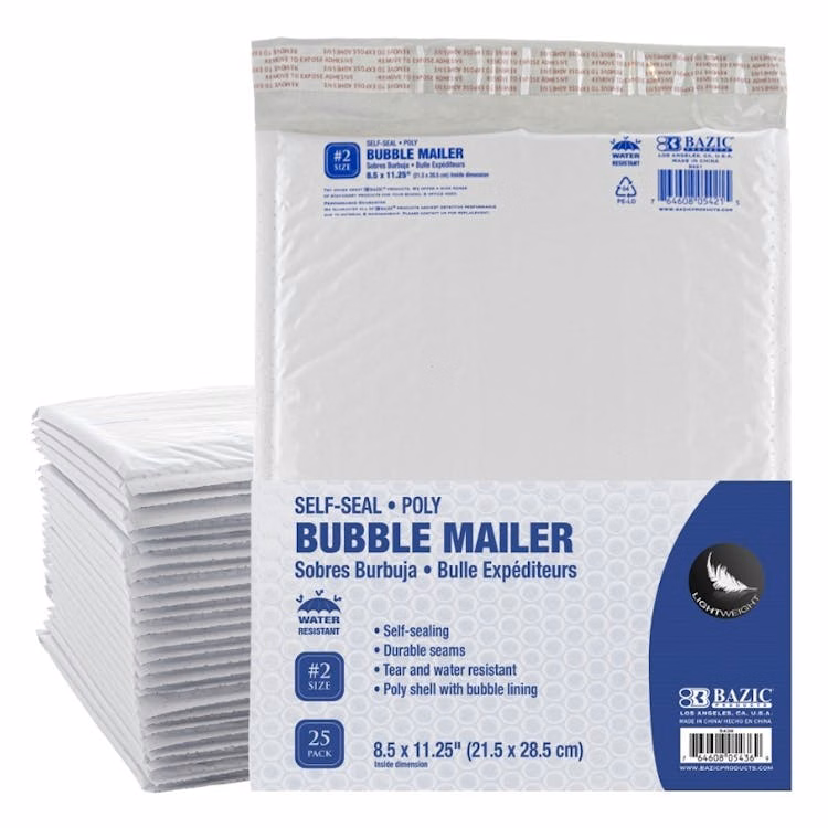 #2 Poly Bubble Mailer - 8.5" x 11.25" 25 Pack