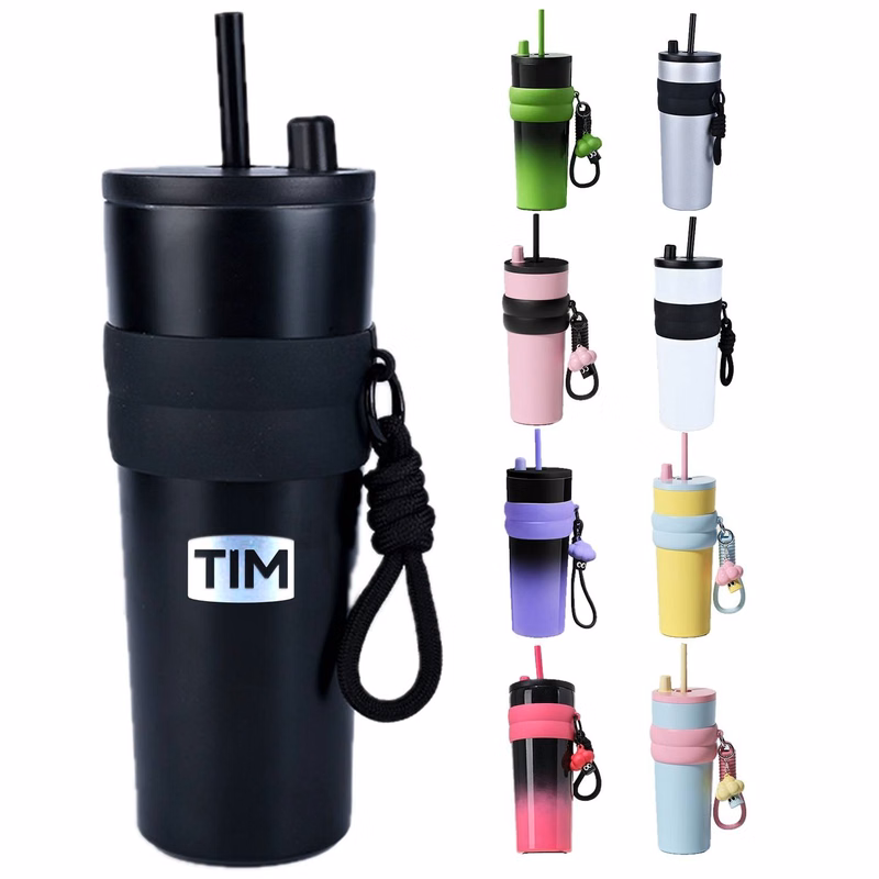24 oz Stainless Steel Tumbler with Lid and Straw