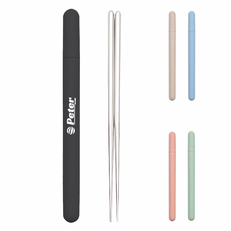 Hexagonal Stainless Steel Chopsticks Set W/ Storage Case