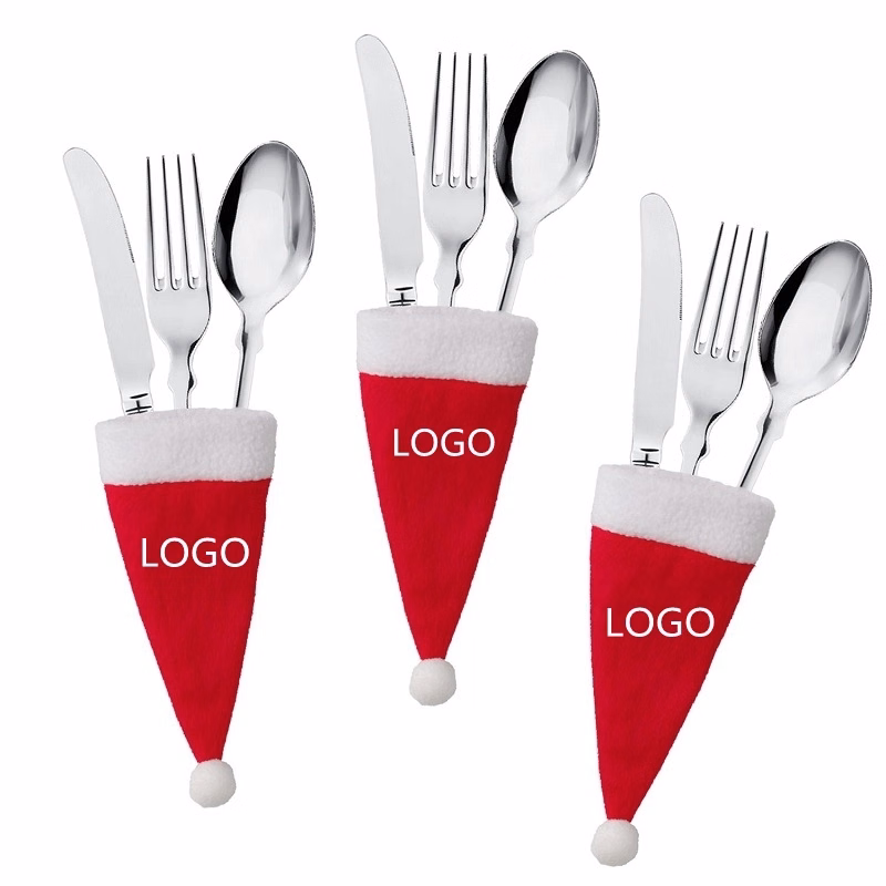 Mini Christmas Candy And Bottle Hat Fork Spoon Knife Storage