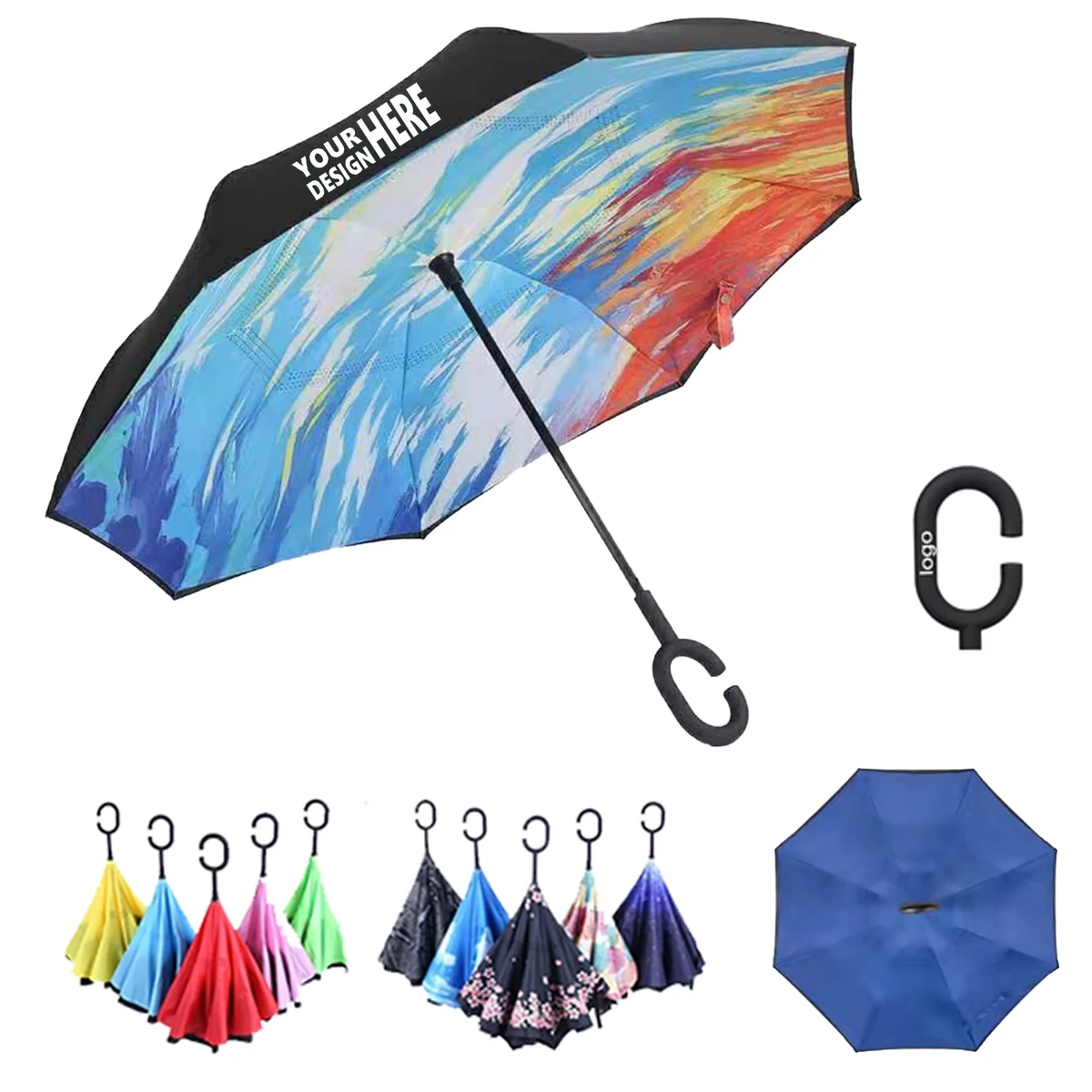 Inverted Auto Open Umbrella w/ C Handle 1