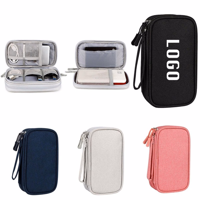 Portable Jacquard Fabric Electronic Organizer Bag 7"x4"