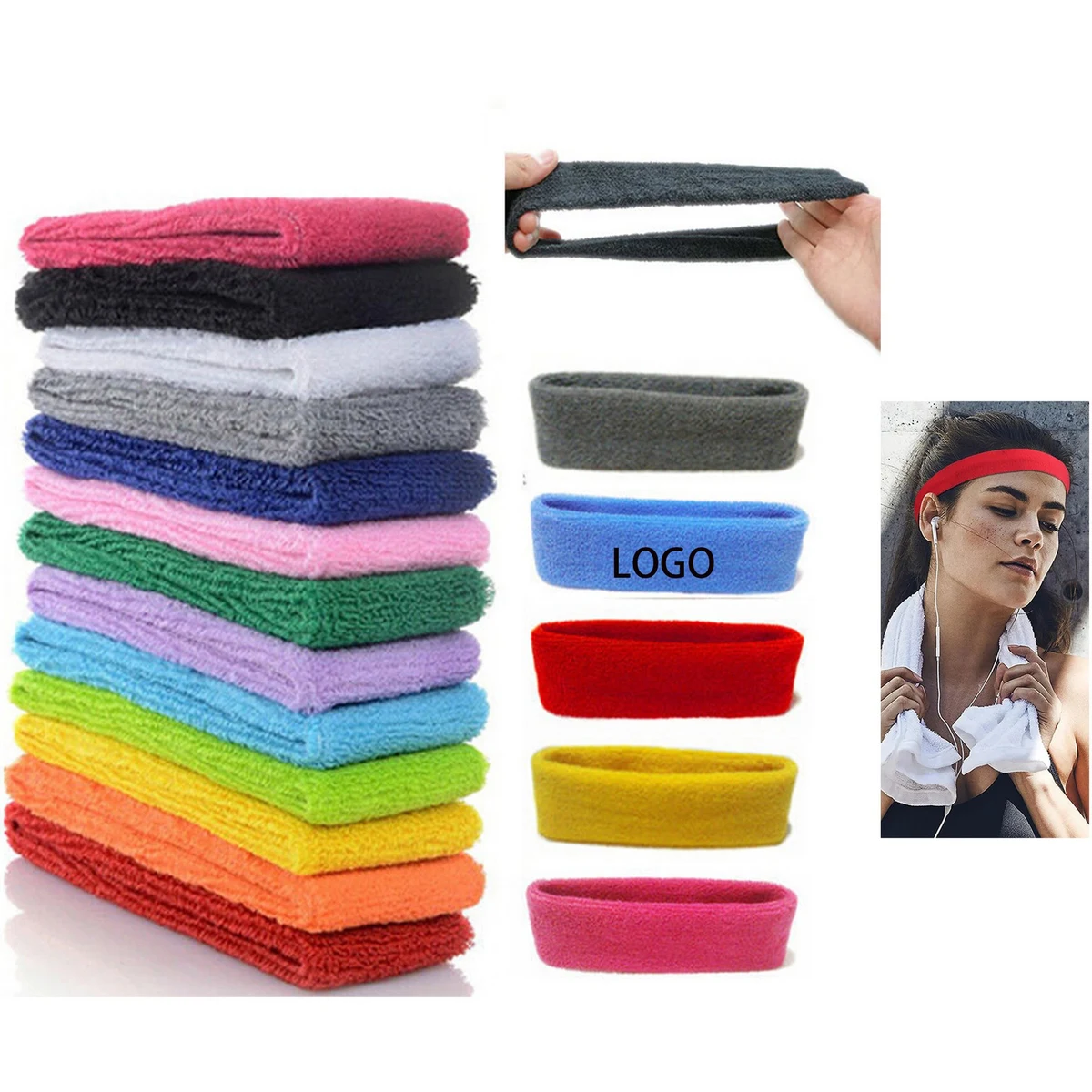 Sports Cotton Sweatband Headband 1