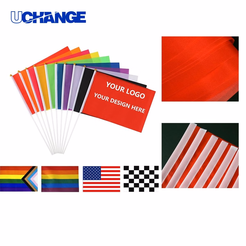 Full Color Custom Handheld Stick Flag Rush Service for Events
