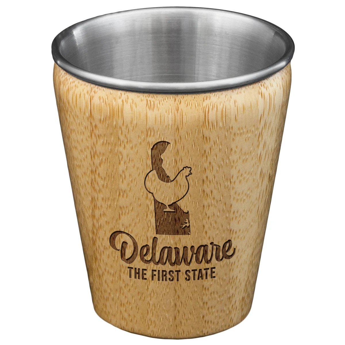 Delaware State Bamboo and Stainless Steel Shot Glass 1
