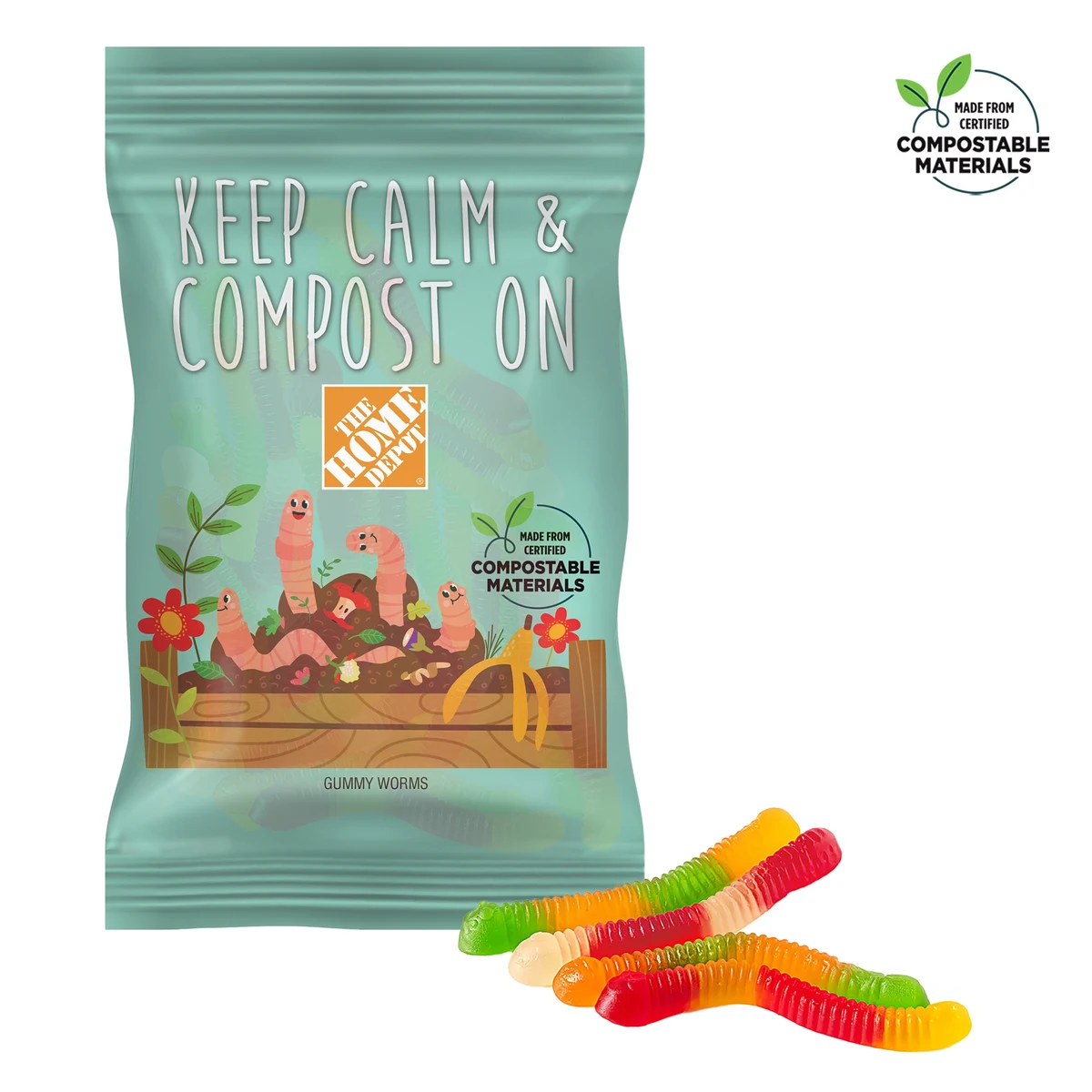 4oz. ECO-Digibag, Compostable & Full Color, Gummy Worms 1