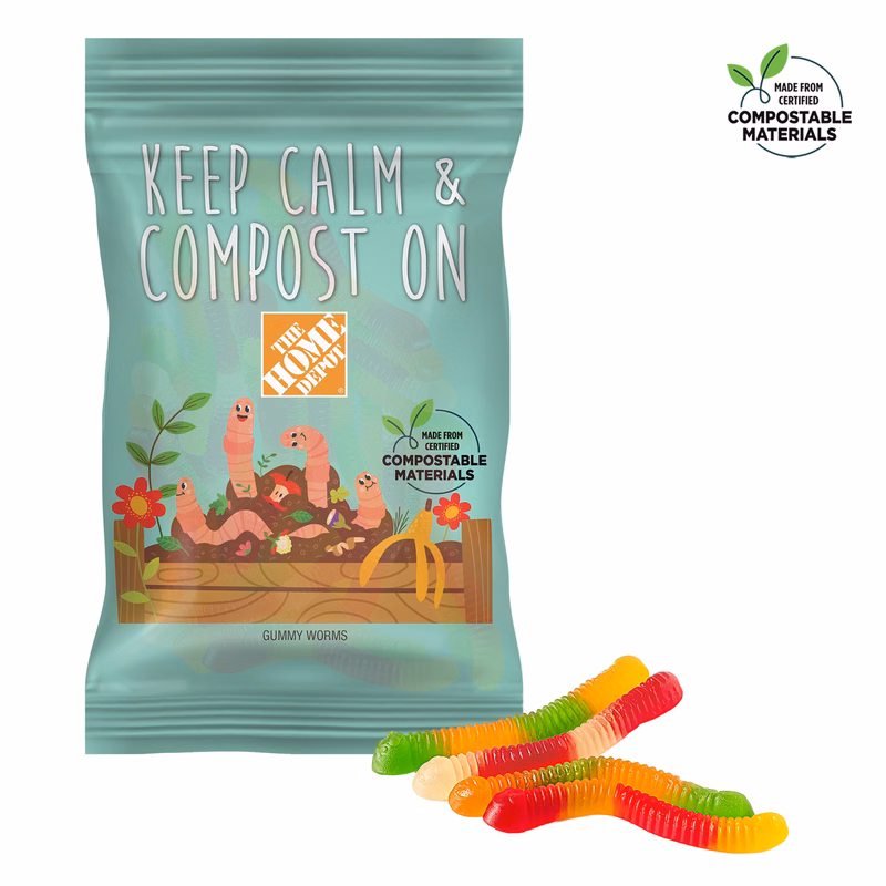 4oz. ECO-Digibag, Compostable & Full Color, Gummy Worms
