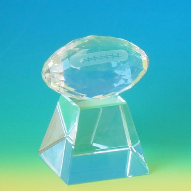 CRYSTAL FOOTBALL W/ TALL BASE - SMALL