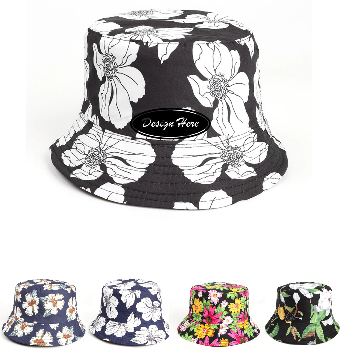 Colorful Double-Sided Ethnic Style Flower Bucket Hat 1