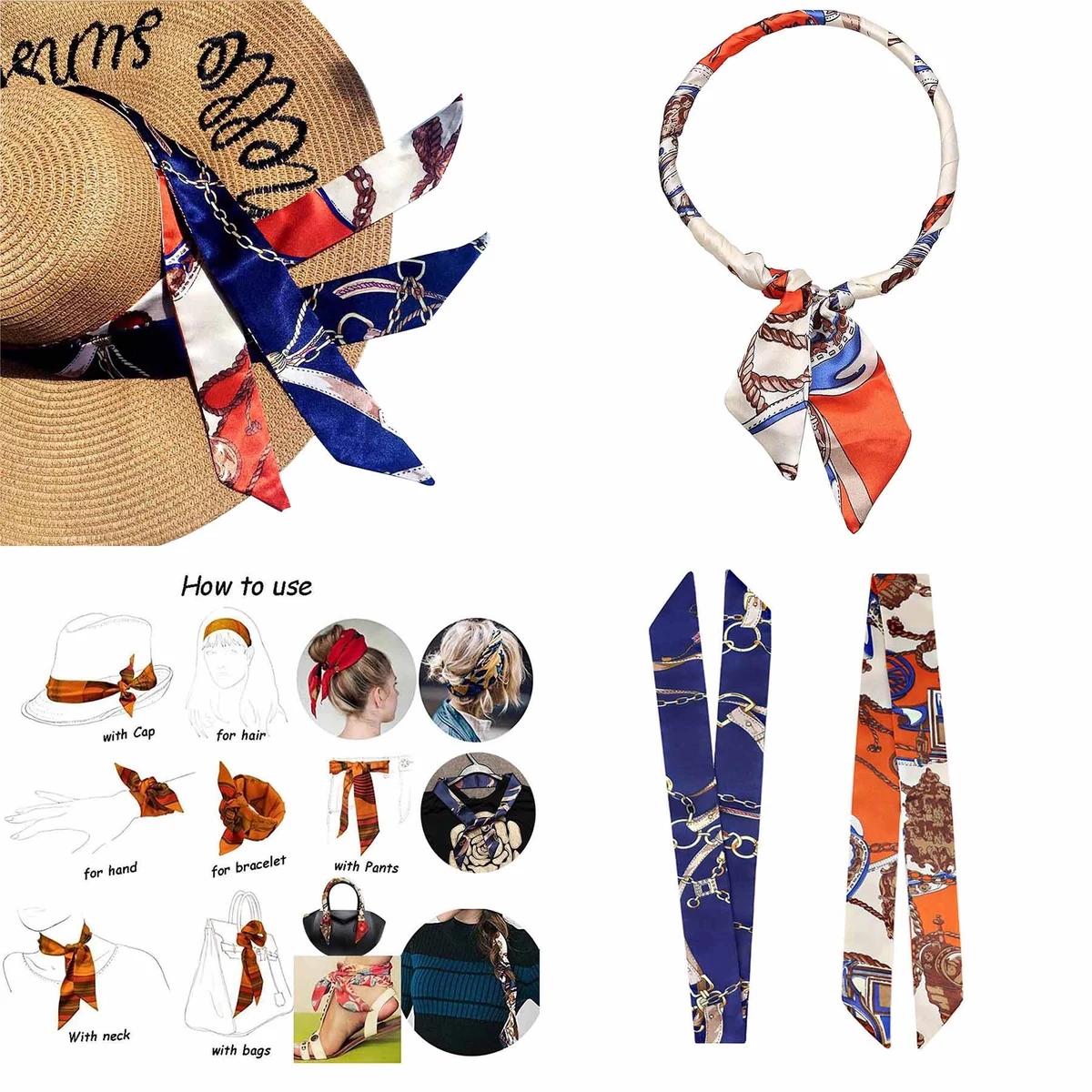 Customized Handbag Handle Ribbon Silk Scarf 1