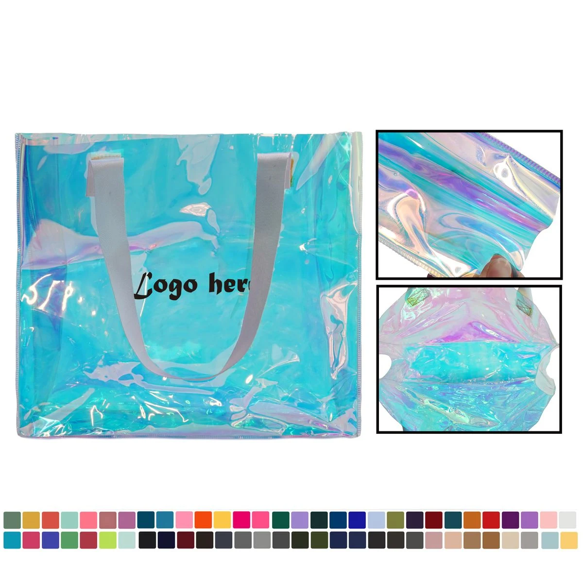 Rainbow colored Half-Transparent Holographic Tote Bag 1