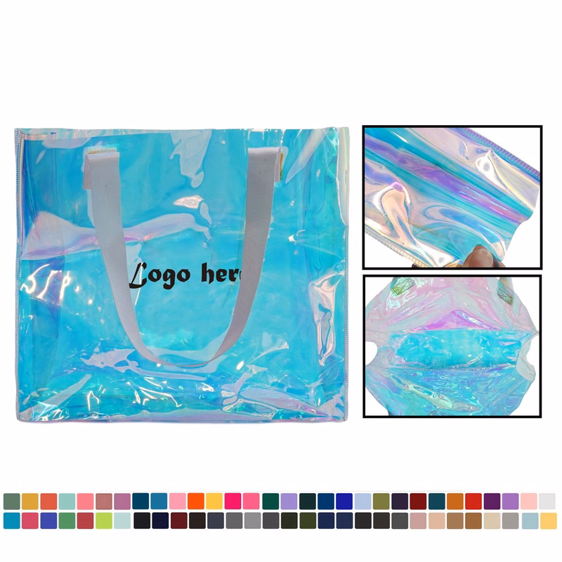 Rainbow colored Half-Transparent Holographic Tote Bag