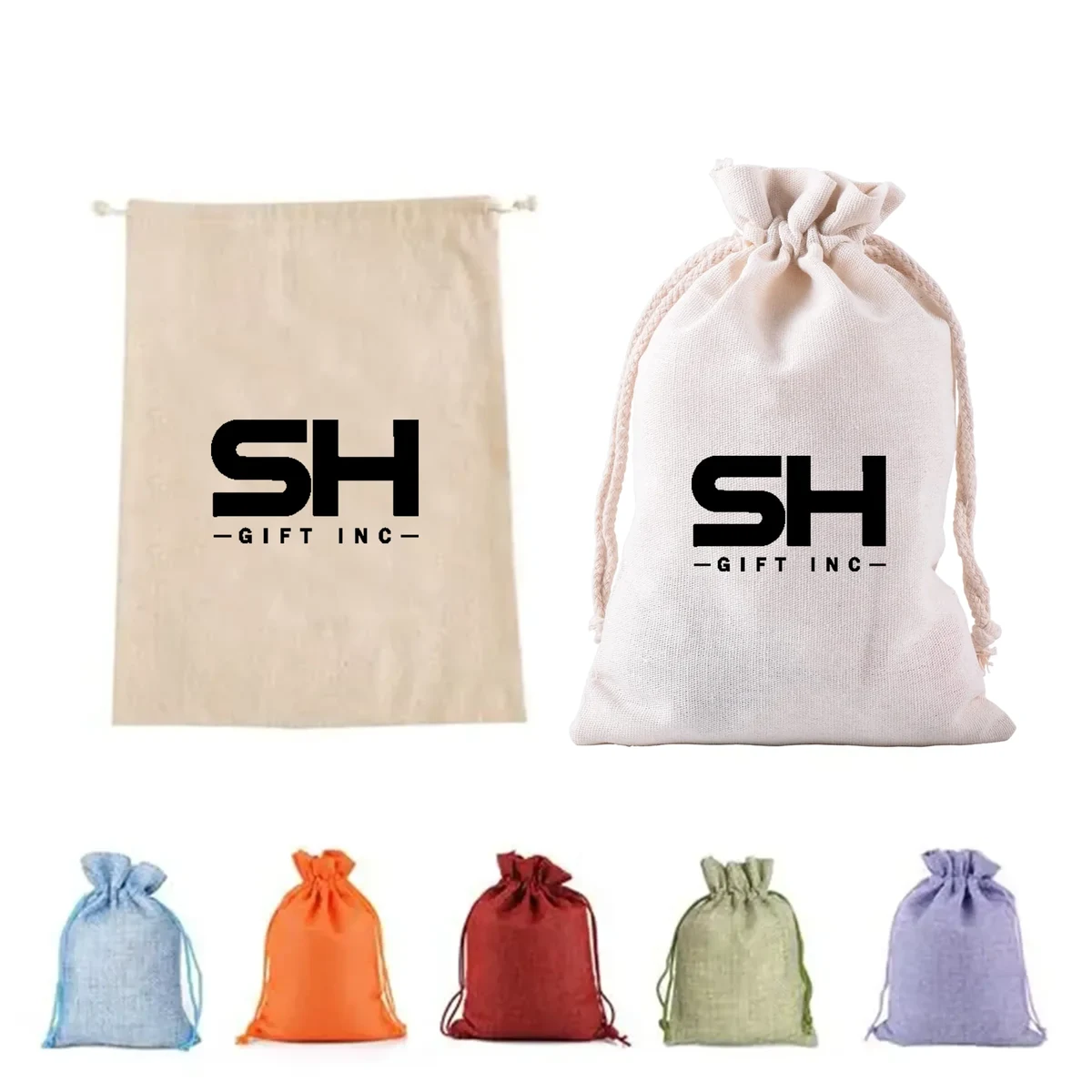 Custom Cotton Burlap Drawstring Pocket 1