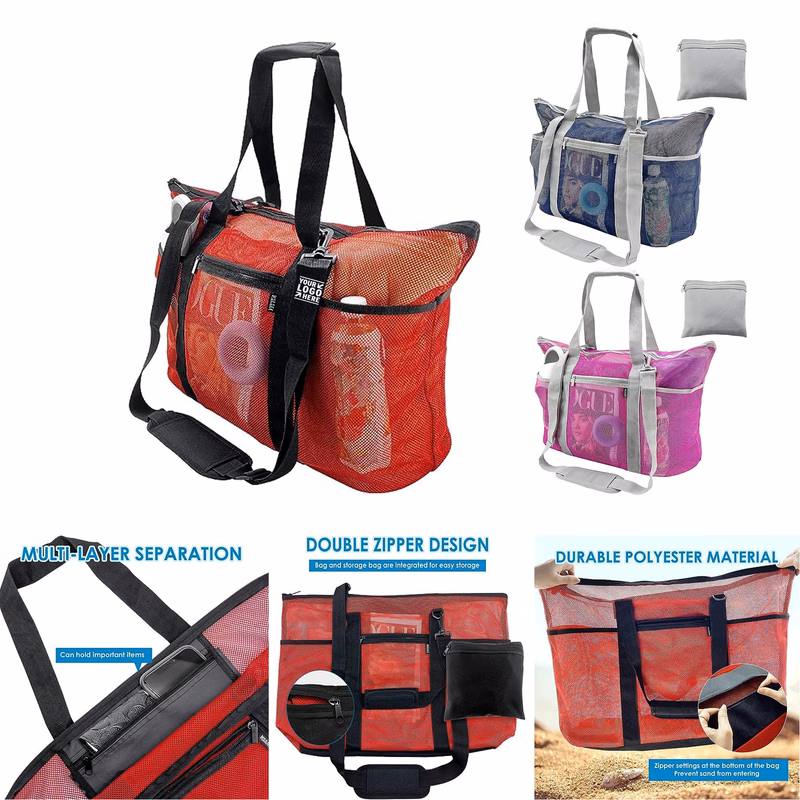9 Pockets Large Beach Tote Mesh Bag