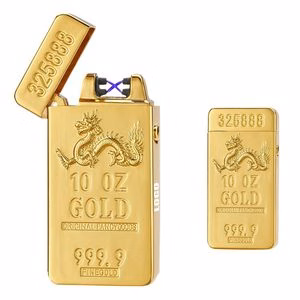 Exquisite Dragon Gold Dual Arc Lighter With Dragon Mark
