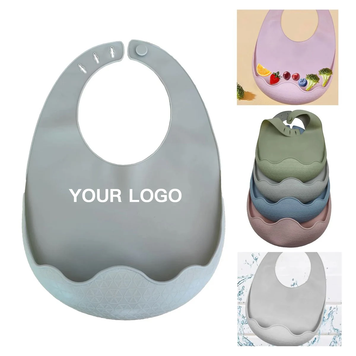 Wide Pocket Silicone Baby Bib for Mealtime Mess Control 1