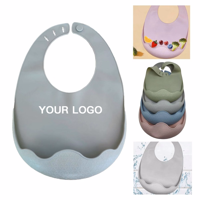 Wide Pocket Silicone Baby Bib for Mealtime Mess Control