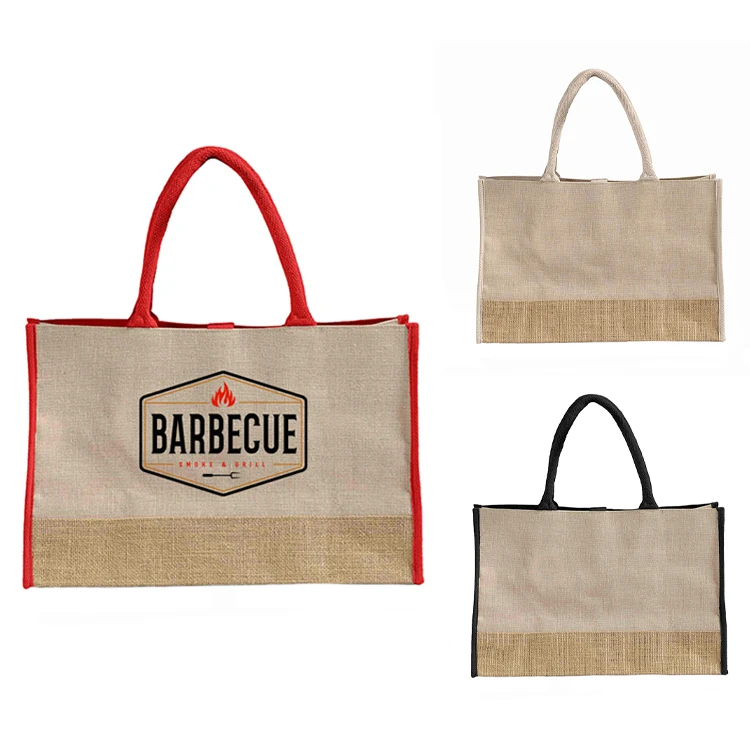 Vista Two-Tone Jute Tote Bag 1