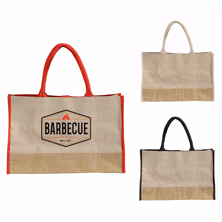 Vista Two-Tone Jute Tote Bag