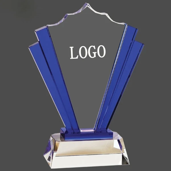 Custom Blue Crown Crystal Award Trophy 1
