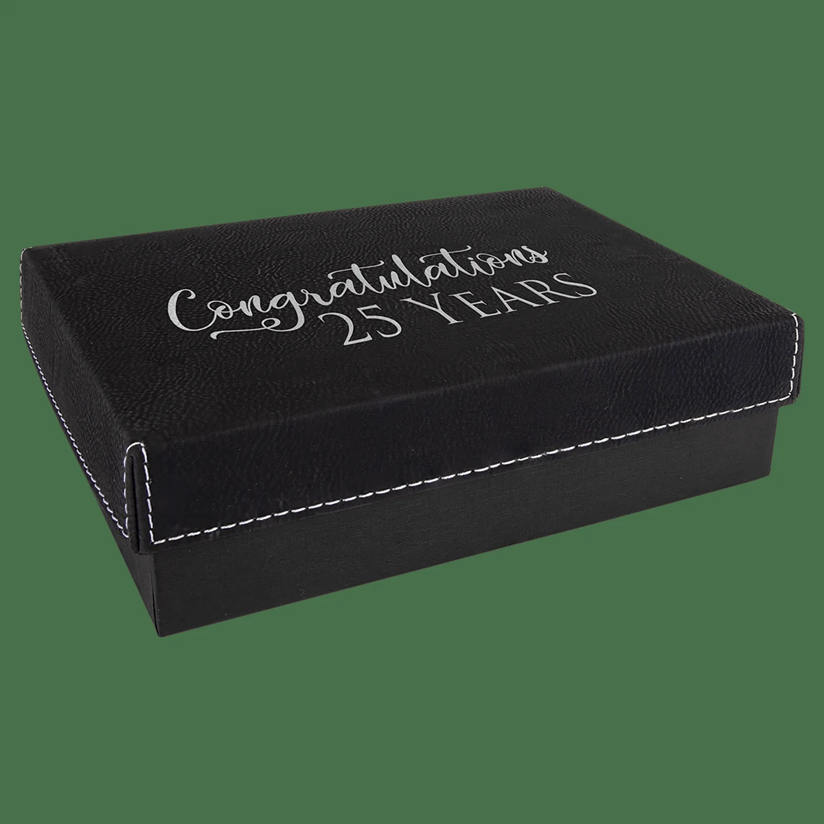 7 3/8" x 5 3/4" Black/Silver Gift Box with Leatherette Lid 1