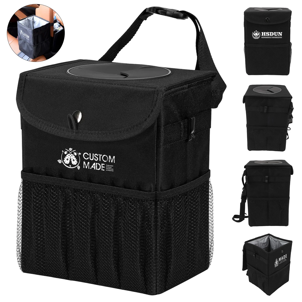 Foldable Waterproof Oxford Car Trash Bin Storage Bag (5.9 x 5.9 x 9.8) 1