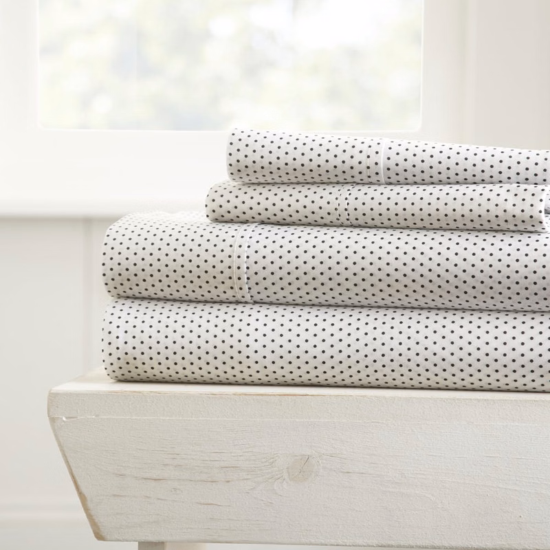 Premium Sheet Sets - Light Gray Dotted Cali King 4 Piece