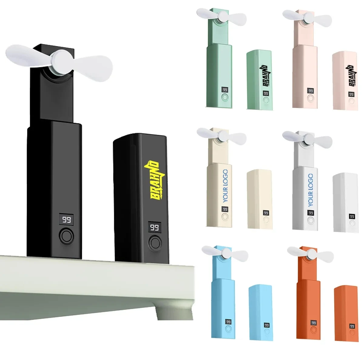 2000mA Portable Rechargeable Electric Fan With Power Bank 1