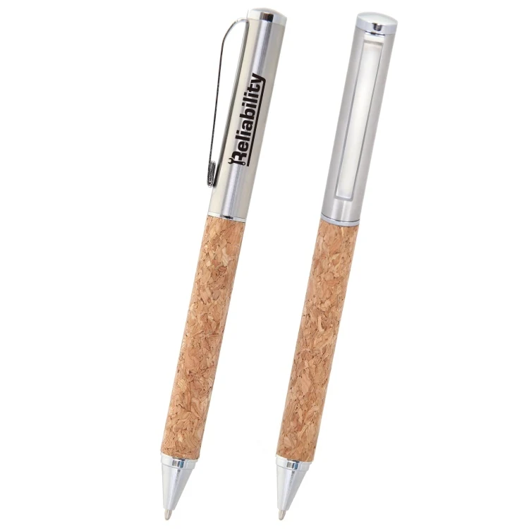 Cork Twist Ballpoint Pen w/ Silver Accents 1