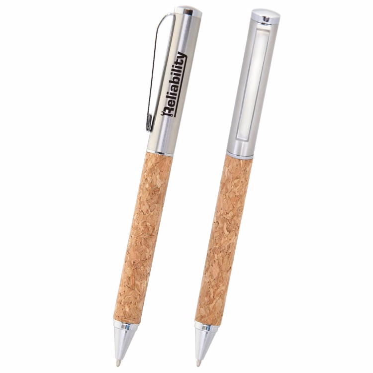 Cork Twist Ballpoint Pen w/ Silver Accents
