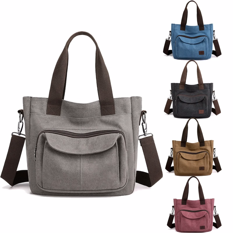 Women's Canvas Shoulder Handle Work Crossbody Bag