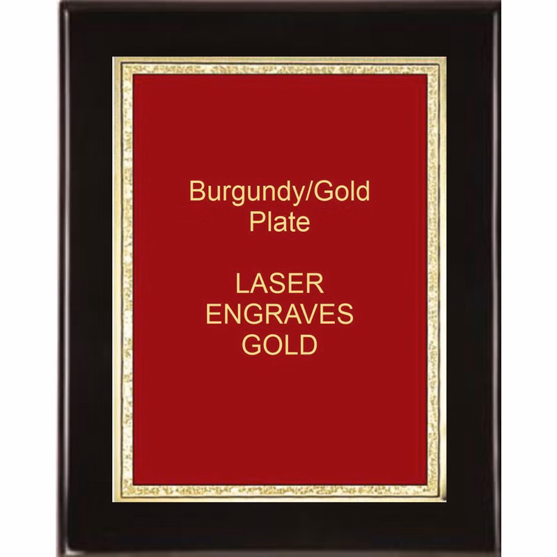 8" x 10" Black Premium Piano Finish Plaque with a Red Florentine Plate