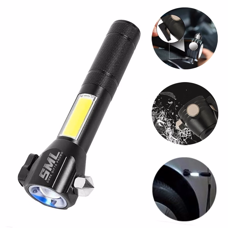 Portable COB Travel Emergency Flashlight with Car Safety Ham