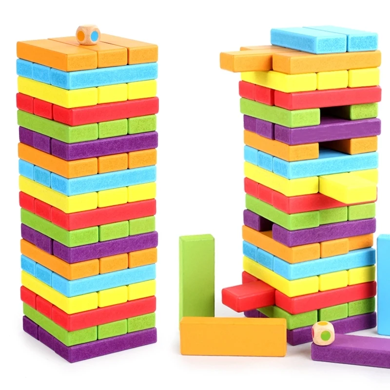 54 PCS Wooden Stacking Block for Children Big Size 1
