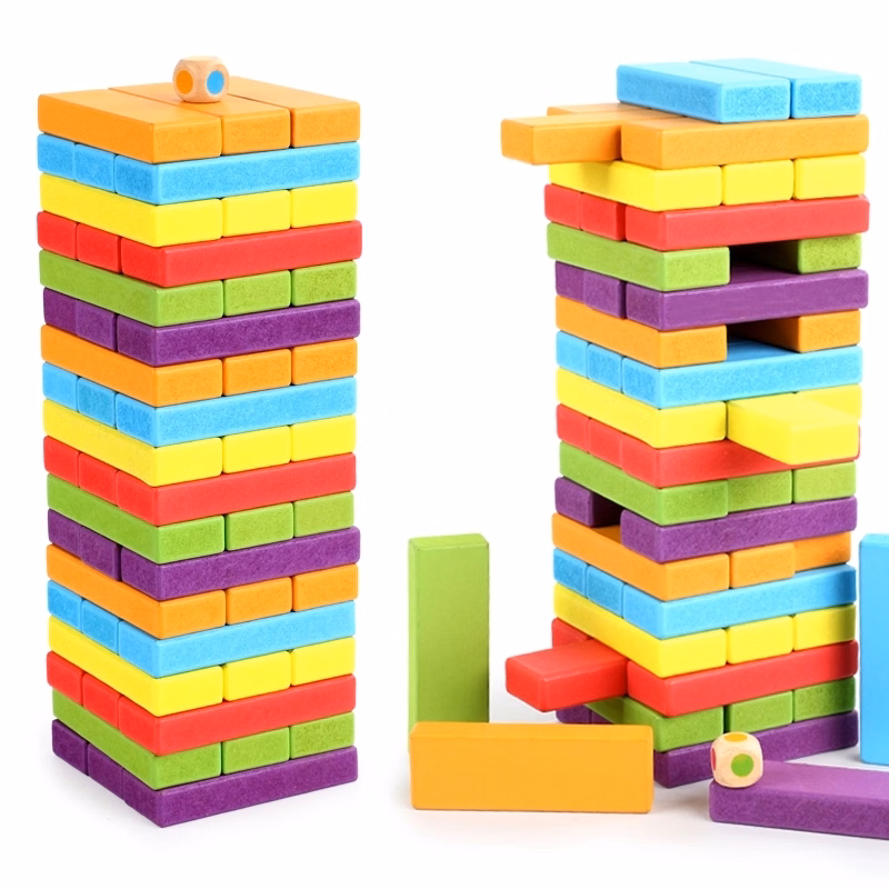 54 PCS Wooden Stacking Block for Children Big Size