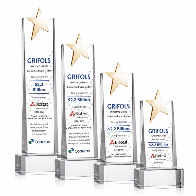 Fanshaw Gold Star VividPrint™ Award on Base - Clear