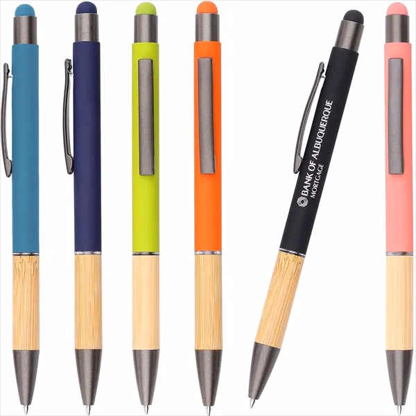 Bamboo Soft Touch Rubber Metal Pen