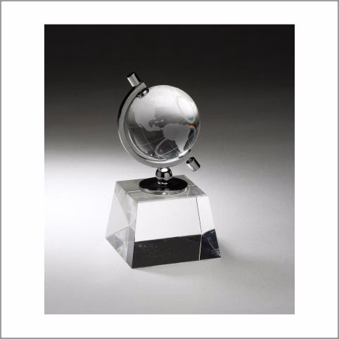 Crystal Spinning Globe On Clear Base