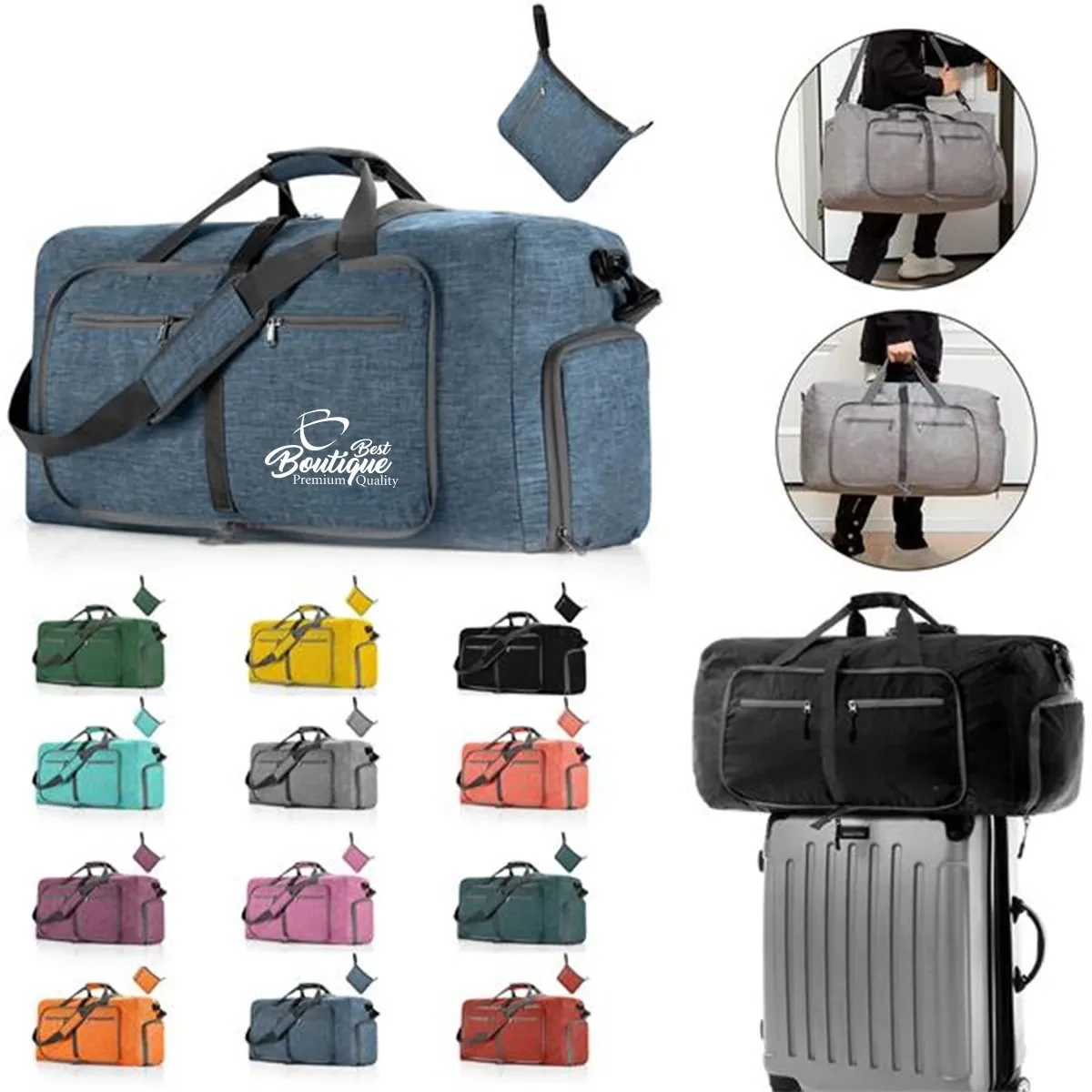 Foldable Travel Duffel Bag with Shoes Compartment 1