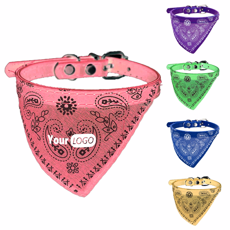 Pu Leather Customizable Pet Bandana Collar For Fashion-Forward Pets