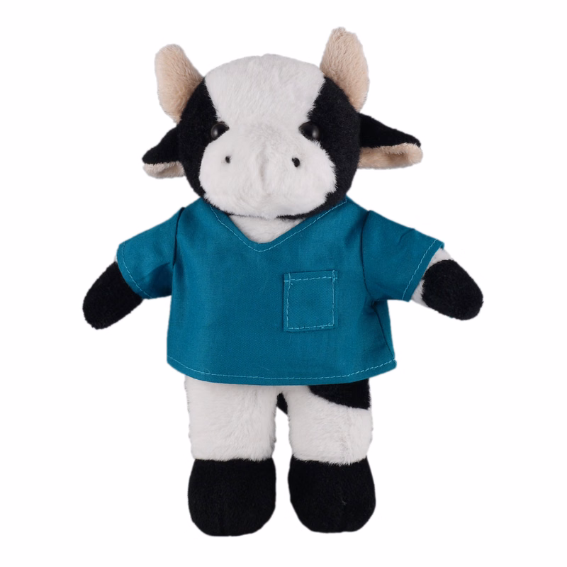 Soft Plush Stuffed Cow in scrub shirt